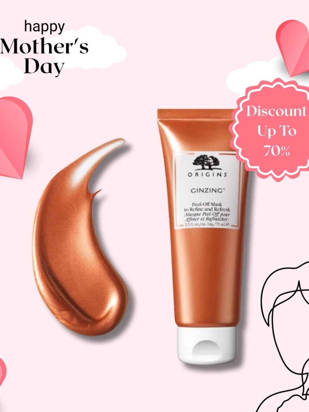 Origins GinZing Peel-Off Mask to Refine and Refresh for Women, 2.5 Oz / 75 ml